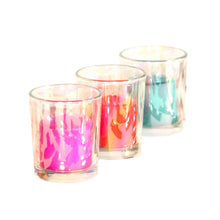 Load image into Gallery viewer, Candles, litty, lit, on fire, fire, votive, fuego, romance, intimacy, dinner date, date night, slow burn, heat, candela, light it up, Palm Springs, Coachella candles, iridescent, romantic gift, Coachella, desert fire, desert candles, votive candles, rainbow candles, birthday candles, celebrate candles, flame, new flame, old flame, flaming, rekindle, kindle, kindling, bright candles, wax, wax candles, non-scented, melt, coronavirus, rona, covid, covid-19, party safely inside, pandemic parties, pandemic 
