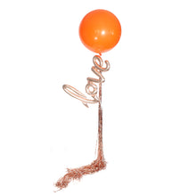 Load image into Gallery viewer, Oversized balloon, Coachella balloon, Coachella, giant balloon, rose gold, love balloon,  rose gold fringe, inflated balloon, the feels, love, hugs and kisses, I love you, engagement, anniversary, valentine, fiancee, partners, life partners, sexy time, romance, romantic, Palm Springs, coronavirus, rona, covid, covid-19, party safely inside, pandemic parties, pandemic 
